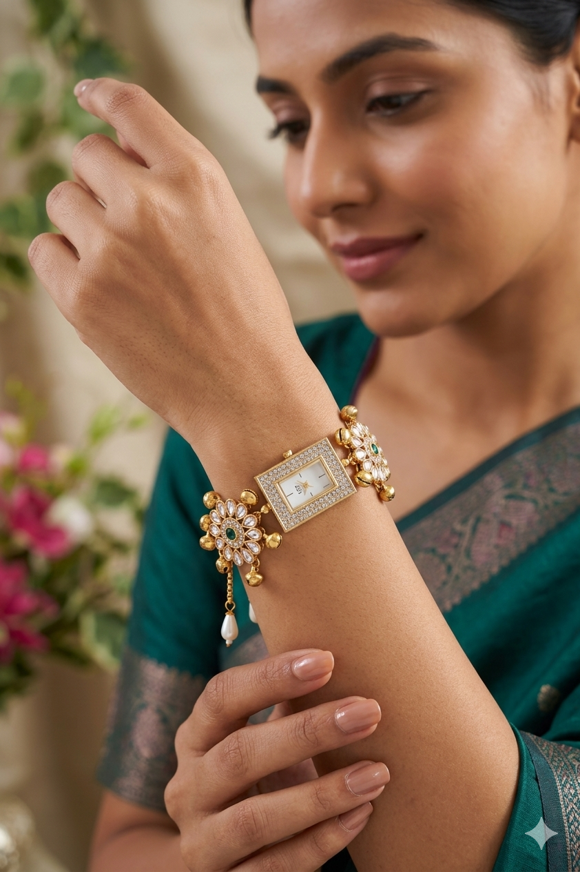 Royal Meenakari Kundan Kashmiri Bracelet Watch