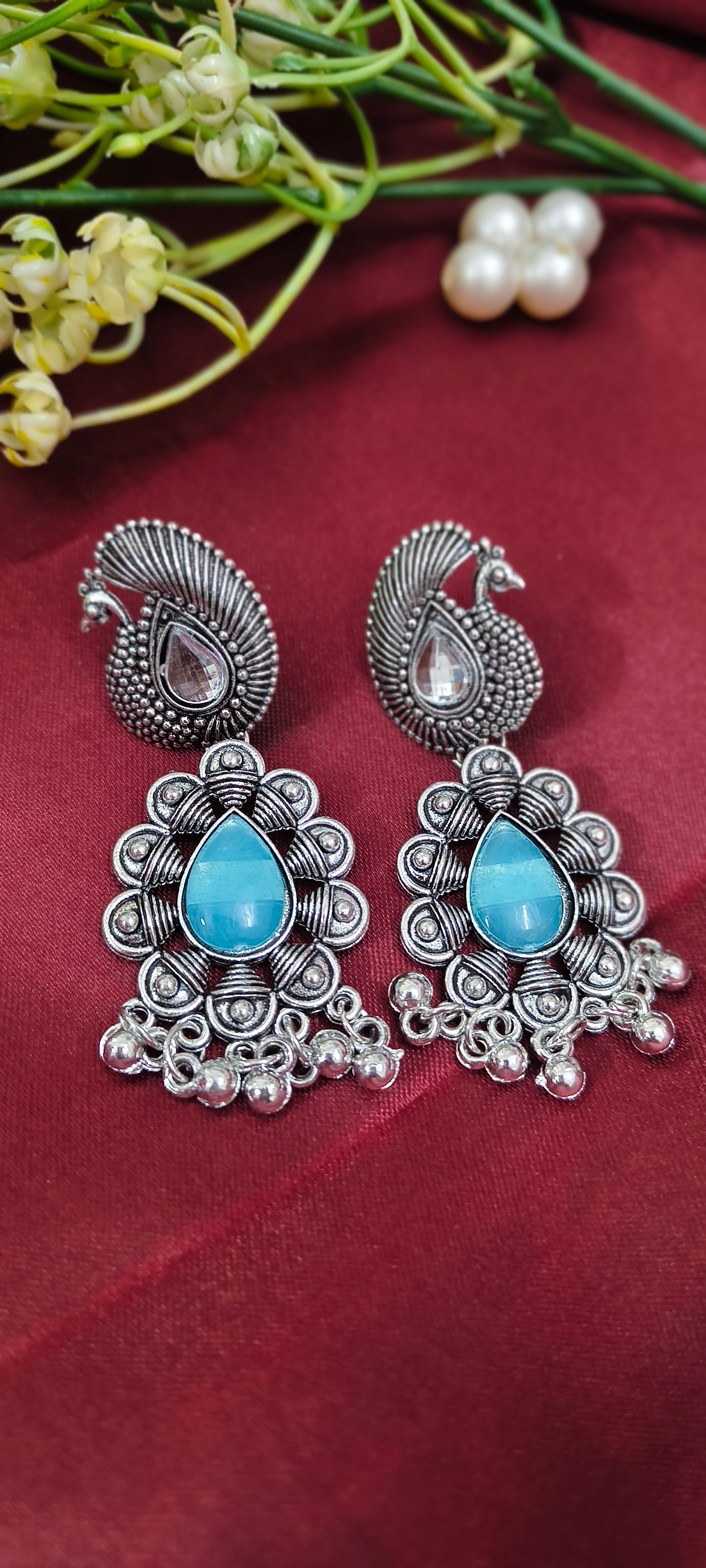 Ethnic Peacock Jhumki Earrings: