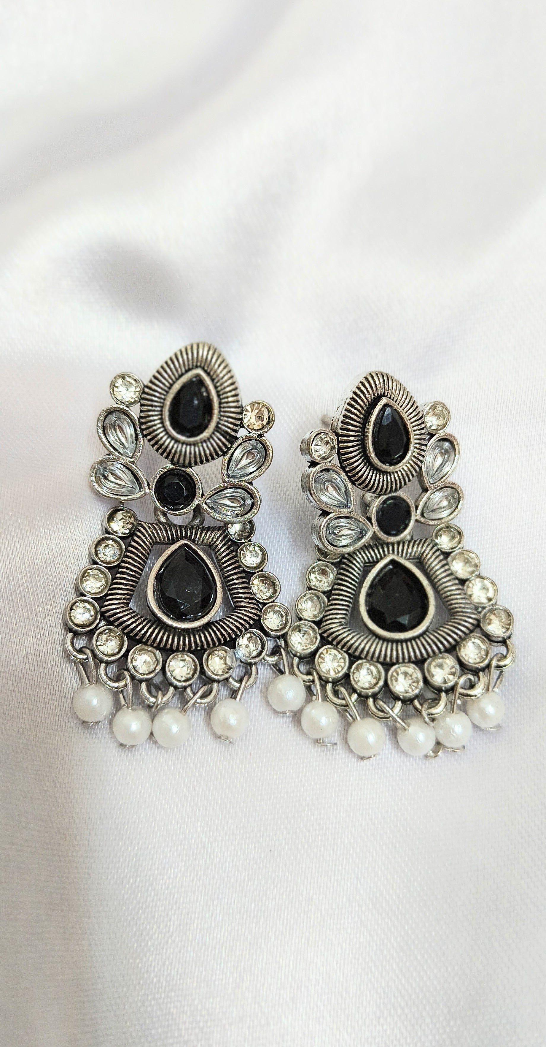 Black Stone Dangler Earrings