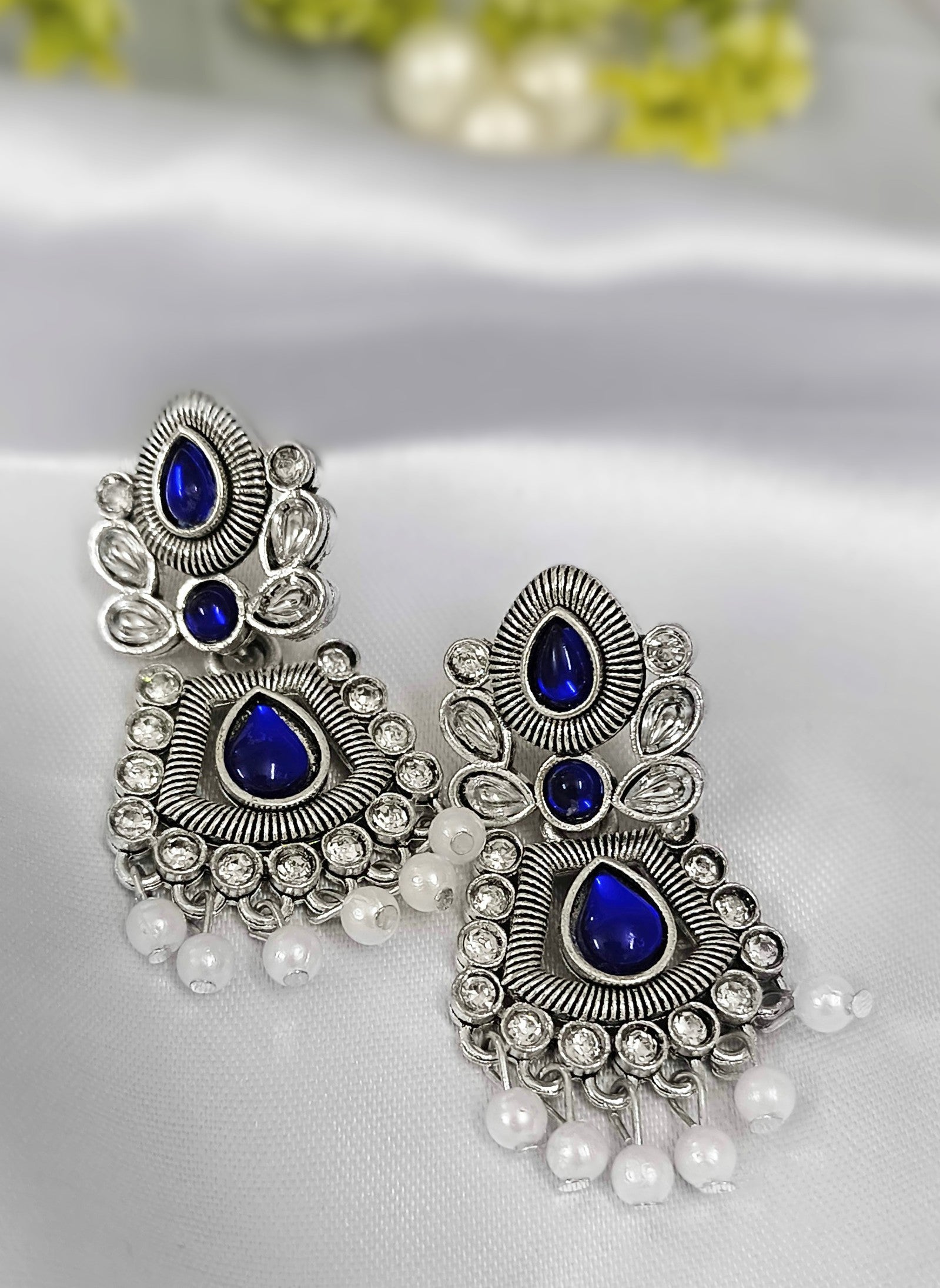 Moonlit Blue Pearl Drop Earrings