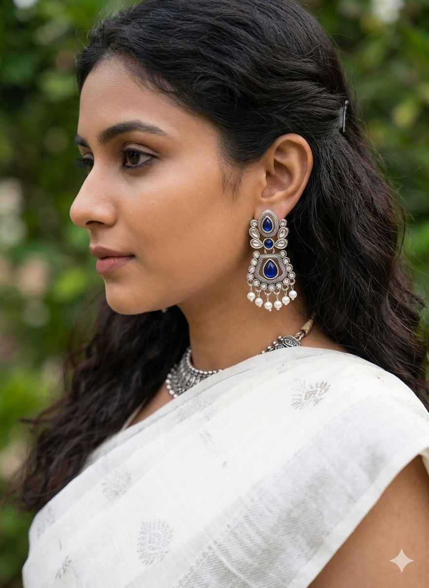 Moonlit Blue Pearl Drop Earrings
