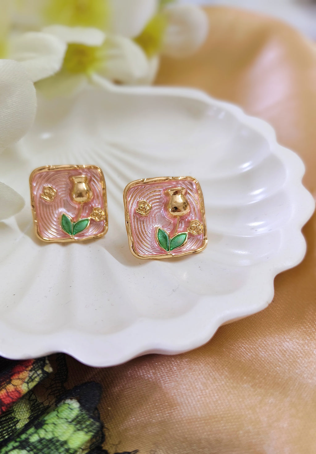 The Blush Flora Studs
