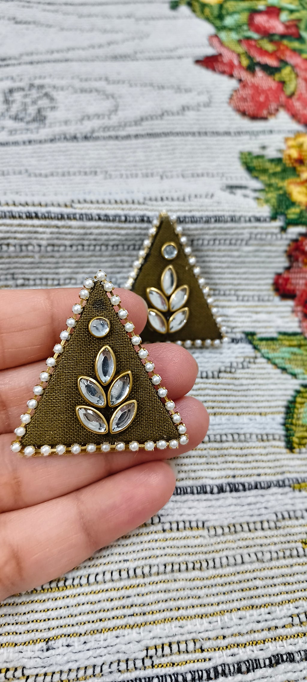 Handcrafted Regal Triangular Studs
