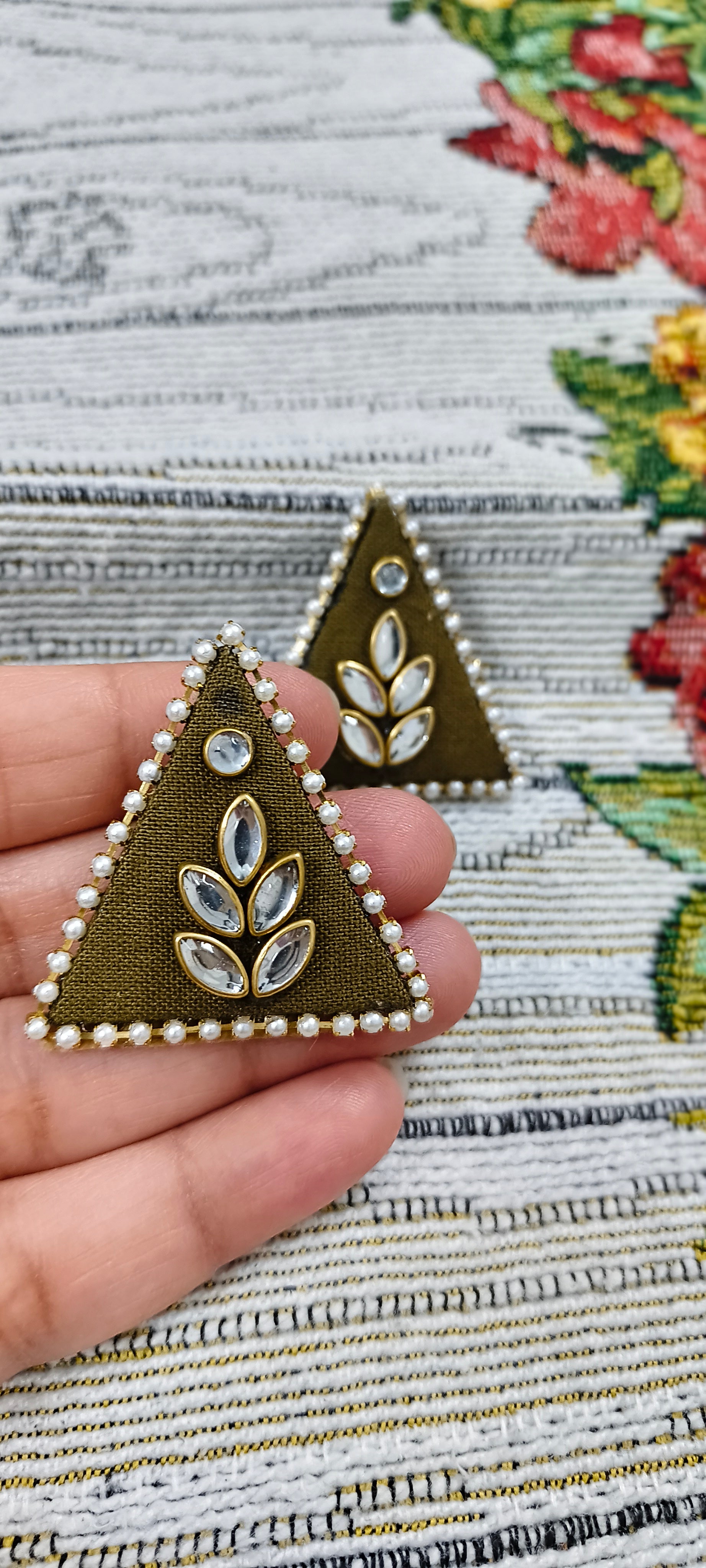 Handcrafted Regal Triangular Studs