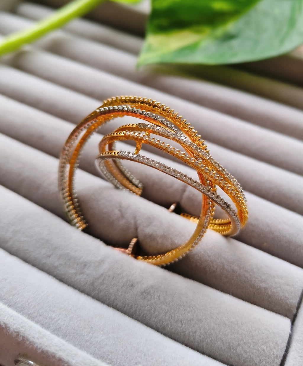 Two tone sparkling crystal hoops