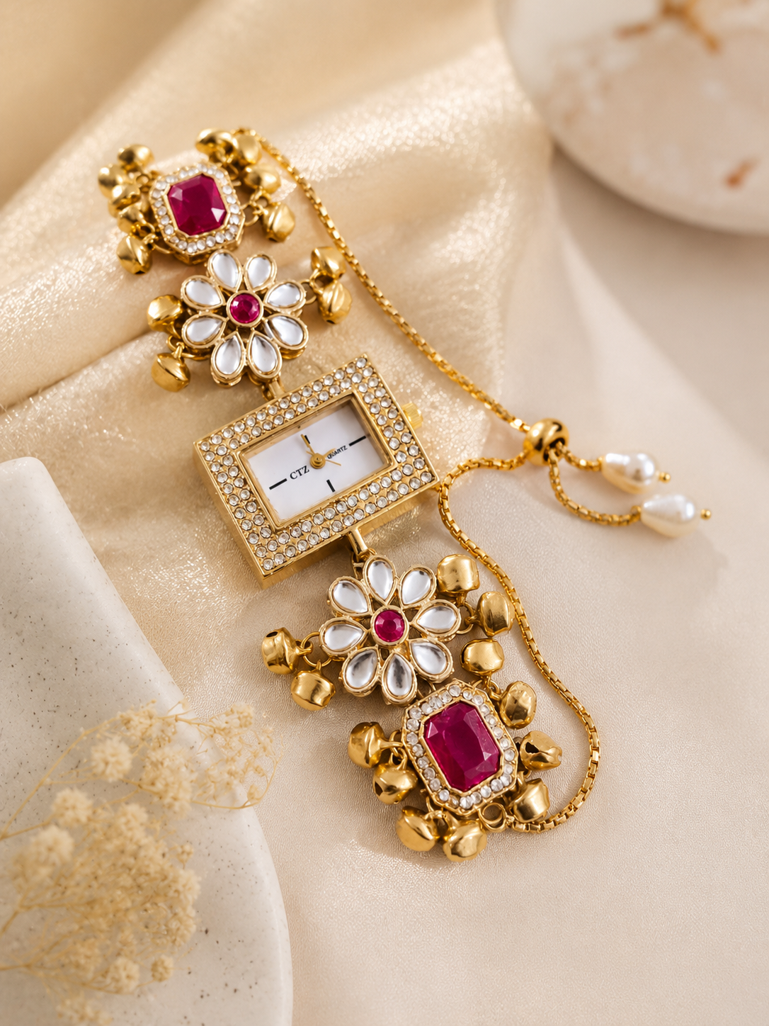Kashmiri Kundan Style Bracelet Watch